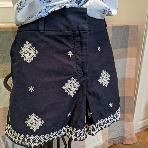 Blue Embroidered Shorts - Picture 1 of 7